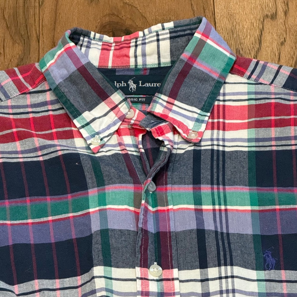 Polo Ralph Lauren Mens Classic Fit Plaid Short Sleeve Button Down Shirt Medium